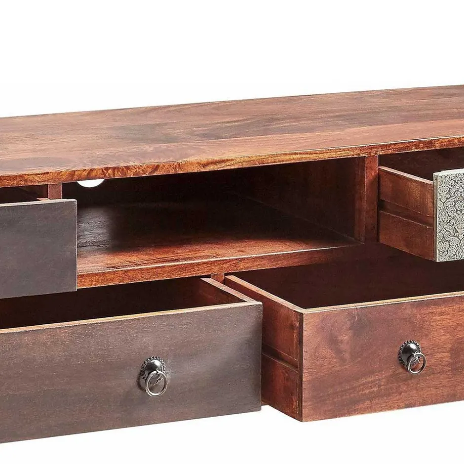 150x40x40 Fernsehkommode aus Akazie mehrfarbig - Welina^Wohnen