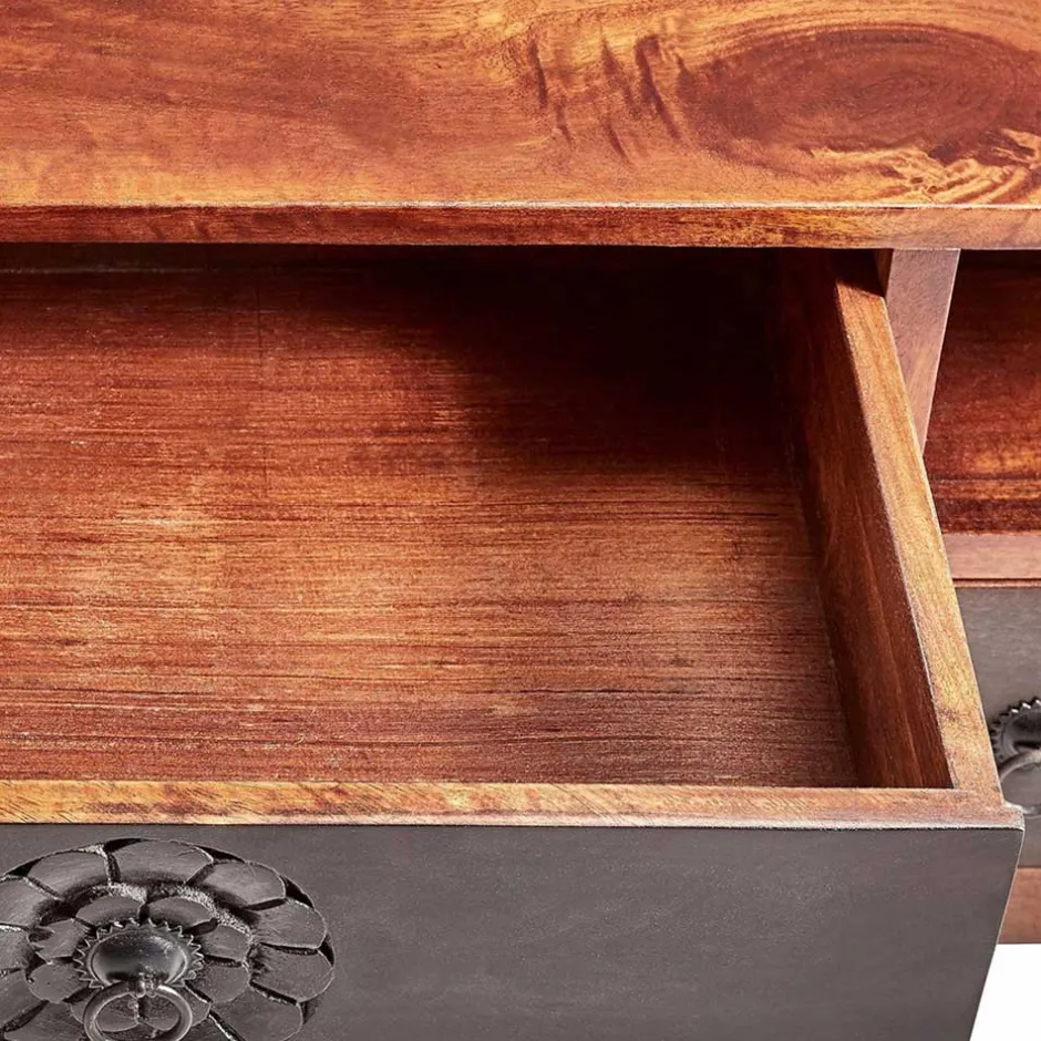 150x40x40 Fernsehkommode aus Akazie mehrfarbig - Welina^Wohnen