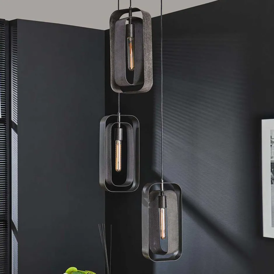 35x150x35 3-flammige Hängeleuchte in Schwarzgrau - Damoda^Wohnen Sale