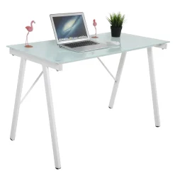 Wohnen 113x73x58 Glas Schreibtisch mit Vierfußgestell - Isacco