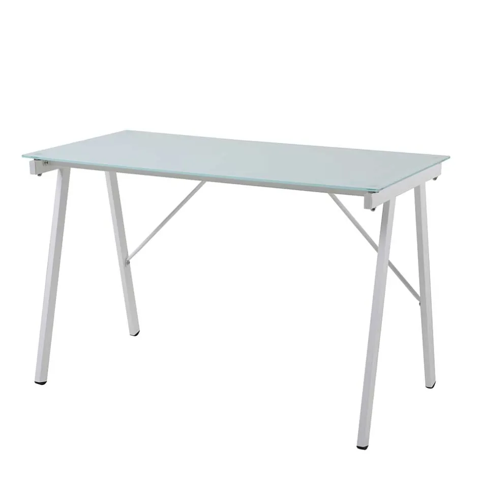 Wohnen 113x73x58 Glas Schreibtisch mit Vierfußgestell - Isacco