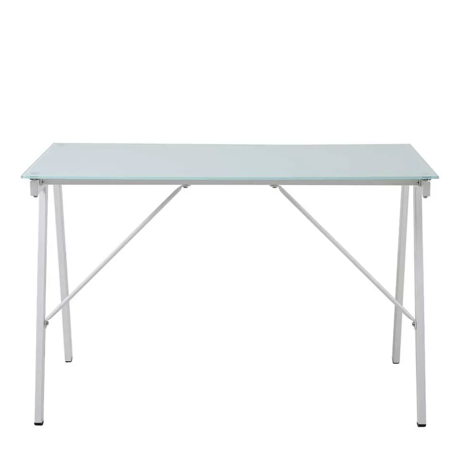 Wohnen 113x73x58 Glas Schreibtisch mit Vierfußgestell - Isacco