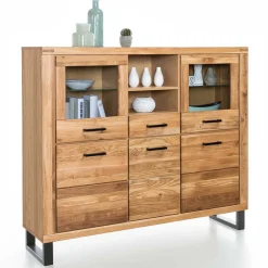 158x140x40 Highboard aus Wildeiche teilmassiv - Arello I^Wohnen New