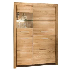 Wohnen 102x141x40 Highboard aus Wildeiche mit Glaseinsatz - Loitons