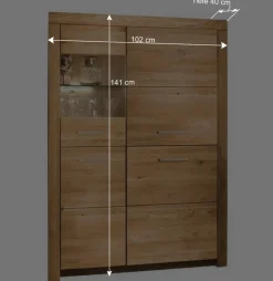 Wohnen 102x141x40 Highboard aus Wildeiche mit Glaseinsatz - Loitons