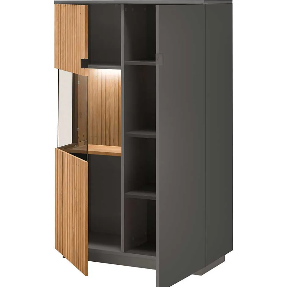 92x152x40 Highboard in Anthrazit & Eiche Bianco - Cruzca^Wohnen Clearance