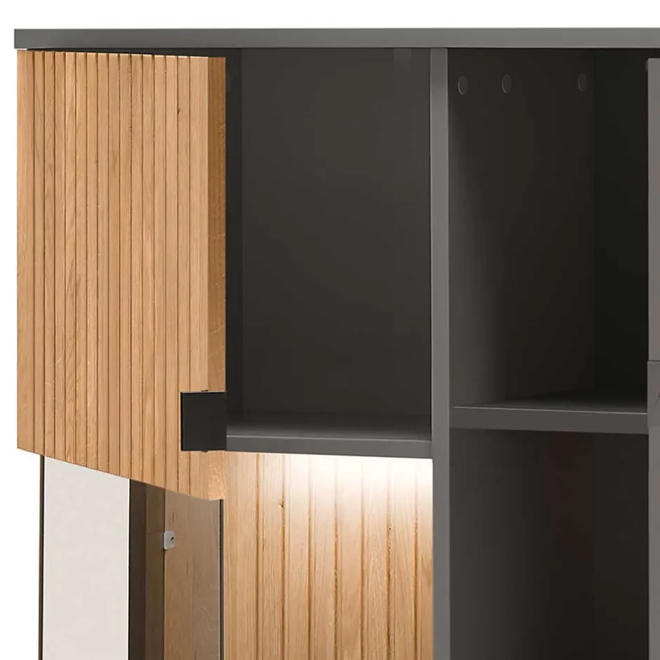 92x152x40 Highboard in Anthrazit & Eiche Bianco - Cruzca^Wohnen Clearance