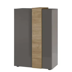 Wohnen 78x116x44 Highboard in Dunkelgrau Hochglanz - Eracosta
