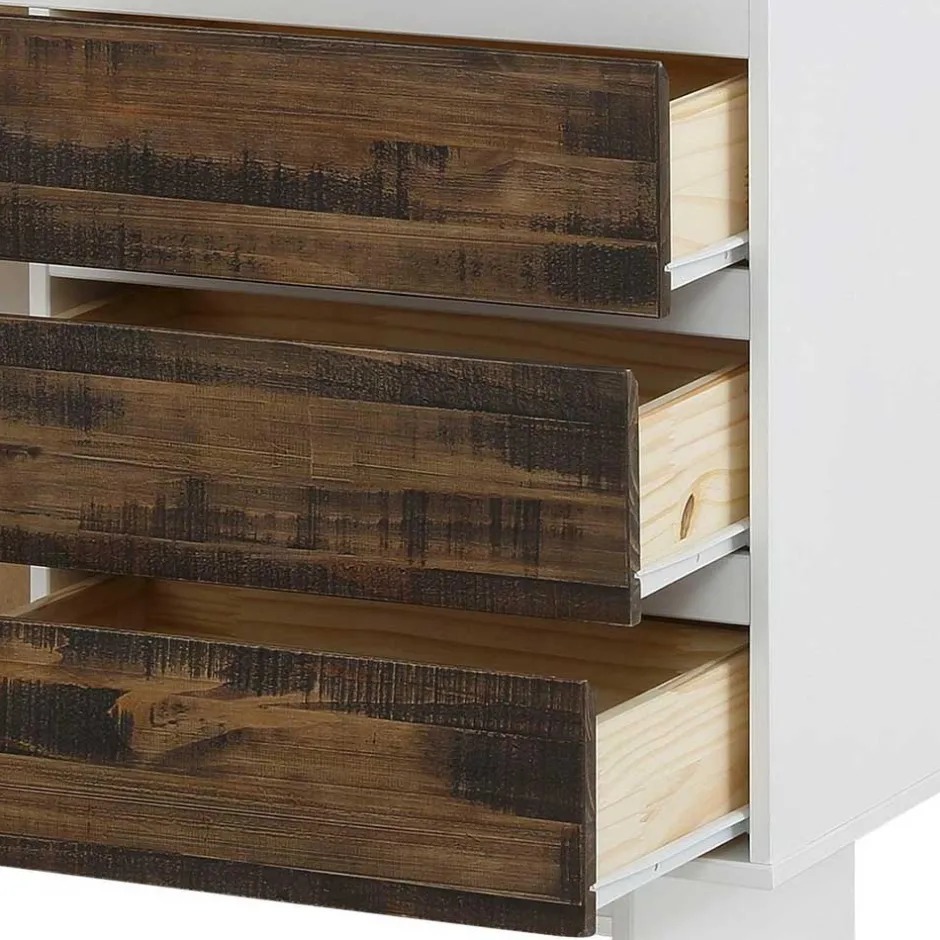 Wohnen 100x120x35 Highboard in Weiß & Kiefer dunkel - Chihu