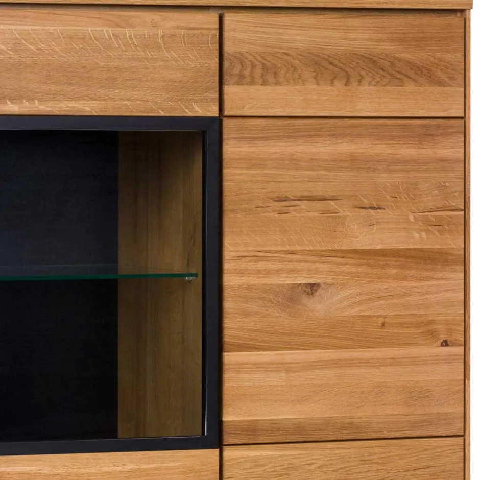 Wohnen 102x148x42 Highboard mit Glas Einsatz - 4-türig - Sennya