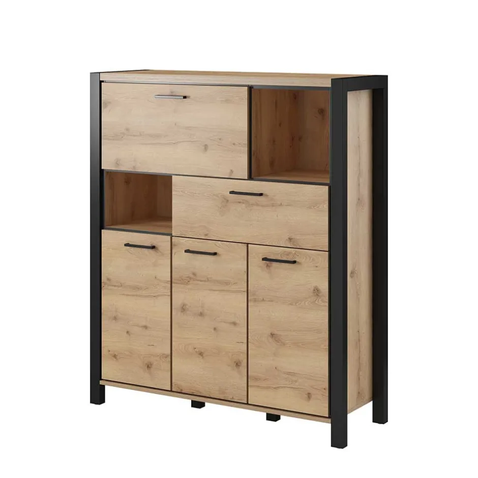 Wohnen 120x140x41 Highboard mit Klappe & 3 Türen - Zavorra