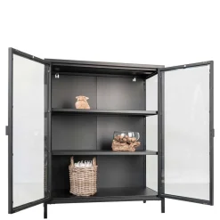 80x102x40 Highboard Vitrine aus Glas & Stahl - Immy^Wohnen Outlet