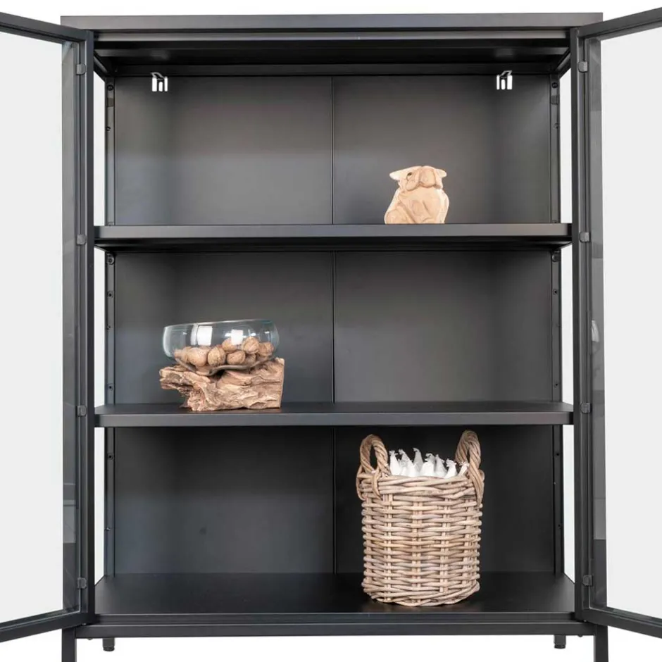 80x102x40 Highboard Vitrine aus Glas & Stahl - Immy^Wohnen Outlet