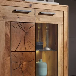 Wohnen 103x135x40 Highboard Vitrine mit Hirnholz Dekor - Troncon