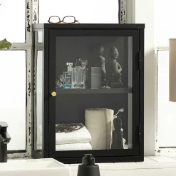 Wohnen 45x60x25 Hängende Vitrine aus Metall in Schwarz - Butoaie