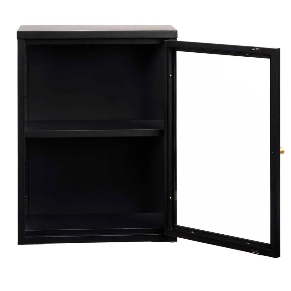 Wohnen 45x60x25 Hängende Vitrine aus Metall in Schwarz - Butoaie