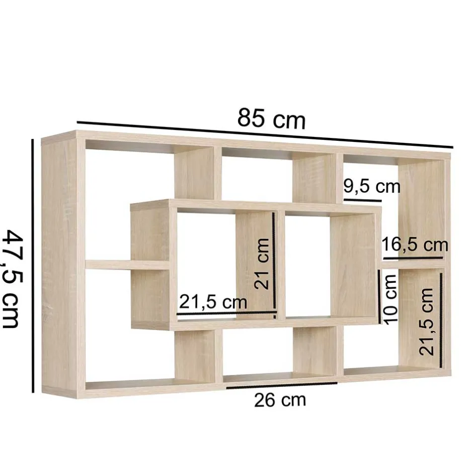 Wohnen 85x48x16 Hängeregal mit acht Fächern - Franklin