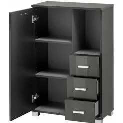 60x90x30 Hochglanz Badschrank in Grau - Ulivia^Wohnen Clearance