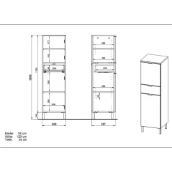 Wohnen 34x120x34 Hochglanz Badschrank in Weiß - Otrus