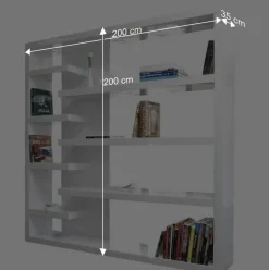 Wohnen 200x200x35 Hochglanz Regal Raumteiler - Sakura