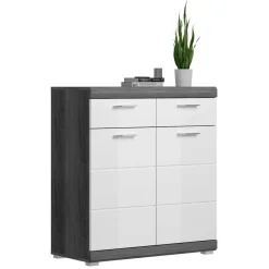 Wohnen 90x96x37 Hochglanz Schuhkommode in Weiß - Nancys