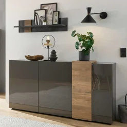181x94x44 Hochglanz Sideboard in Dunkelgrau - Eracosta^Wohnen Outlet