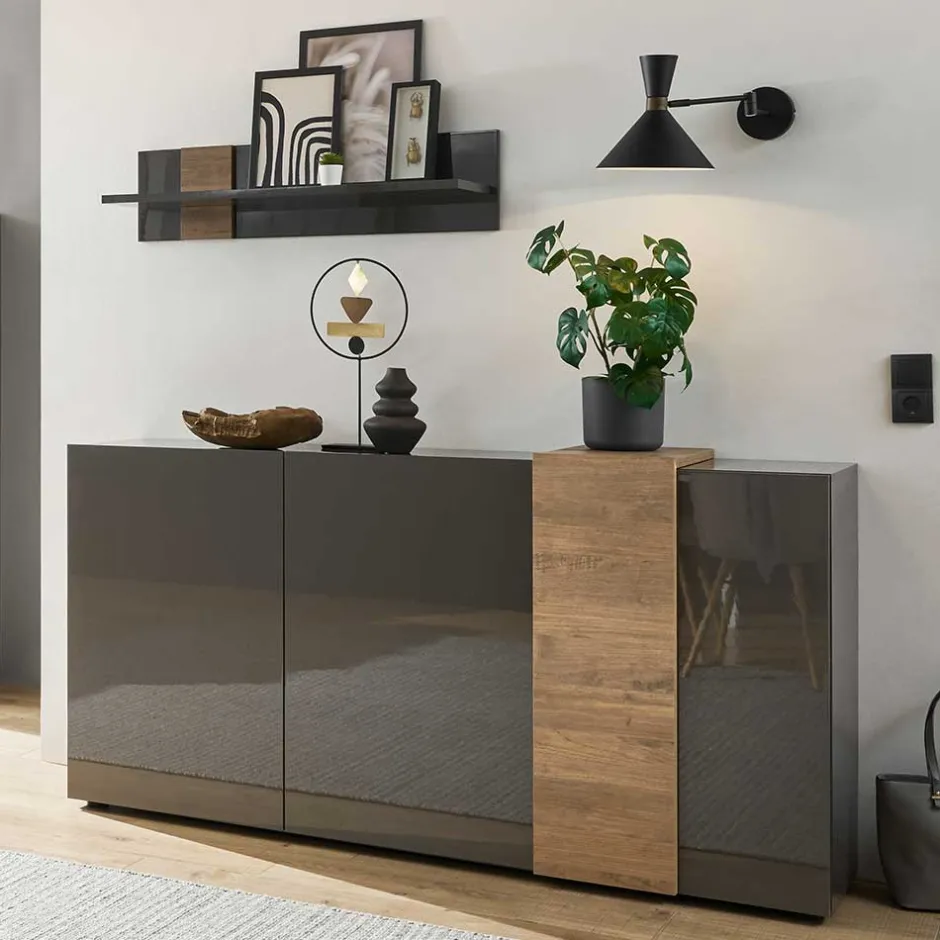181x94x44 Hochglanz Sideboard in Dunkelgrau - Eracosta^Wohnen Outlet