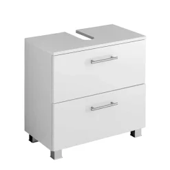 Wohnen 60x59x35 Hochglanz Unterbeckenschrank in Weiß - Vohdan