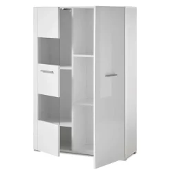 Wohnen 80x123x35 Hochglanz Vitrinenschrank in Weiß - Timmona