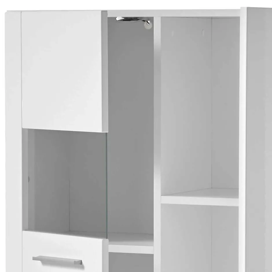 Wohnen 80x123x35 Hochglanz Vitrinenschrank in Weiß - Timmona