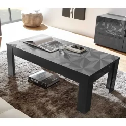 122x45x65 Hochglanz Wohnzimmertisch in Anthrazit - Kuriasna^Wohnen New