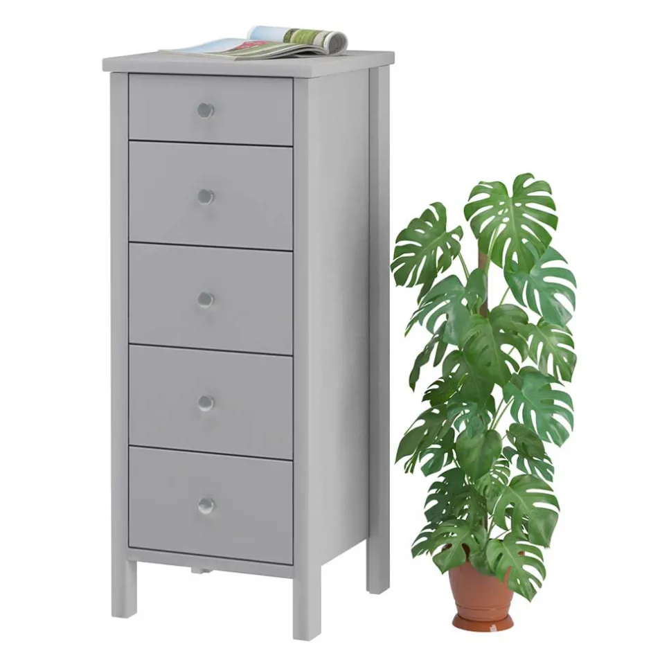 Wohnen 40x106x41 Hochkommode in Grau lackiert - Jessy