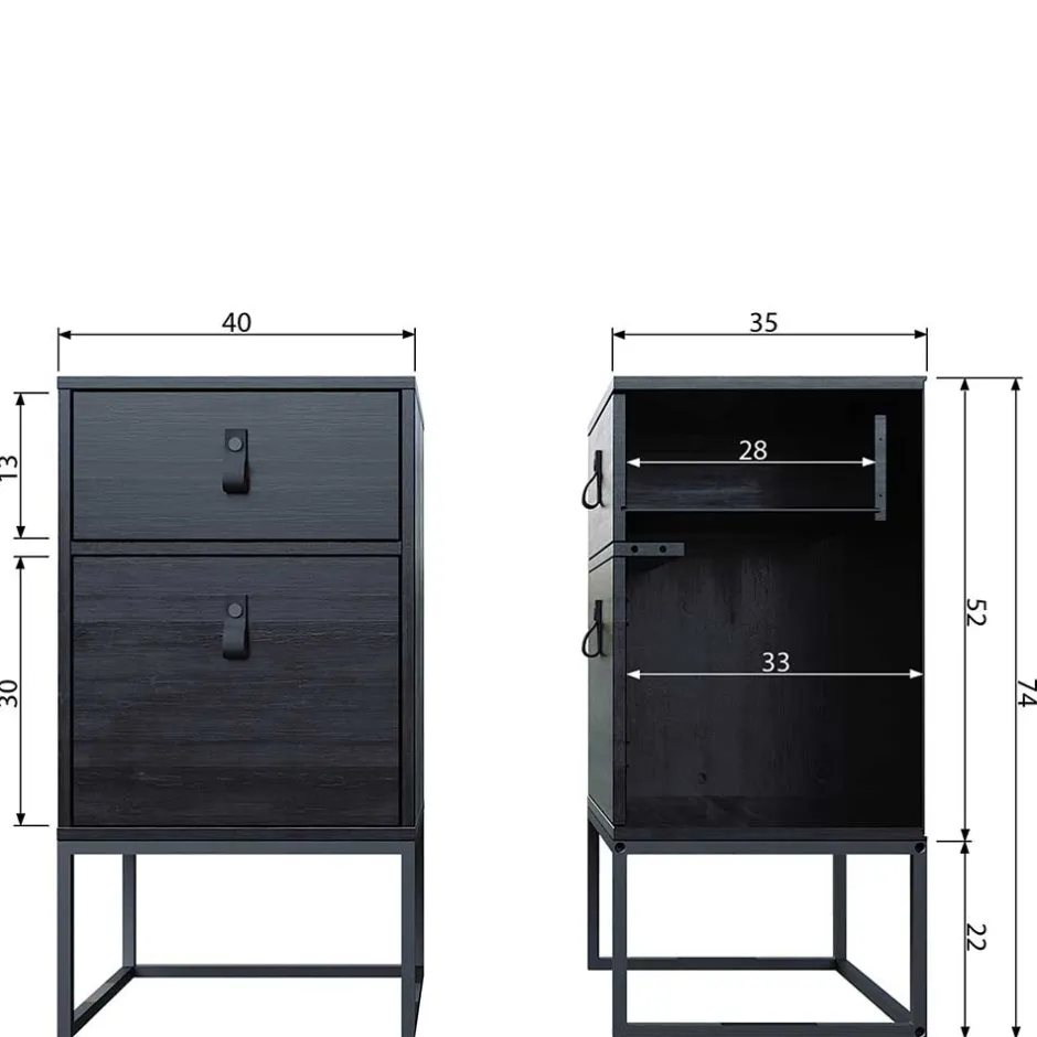 Wohnen 40x74x35 Hochkommode mit Bügelgestell - Clewono
