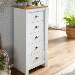 Wohnen 53x114x39 Hochkommode mit fünf Schubladen - Intora