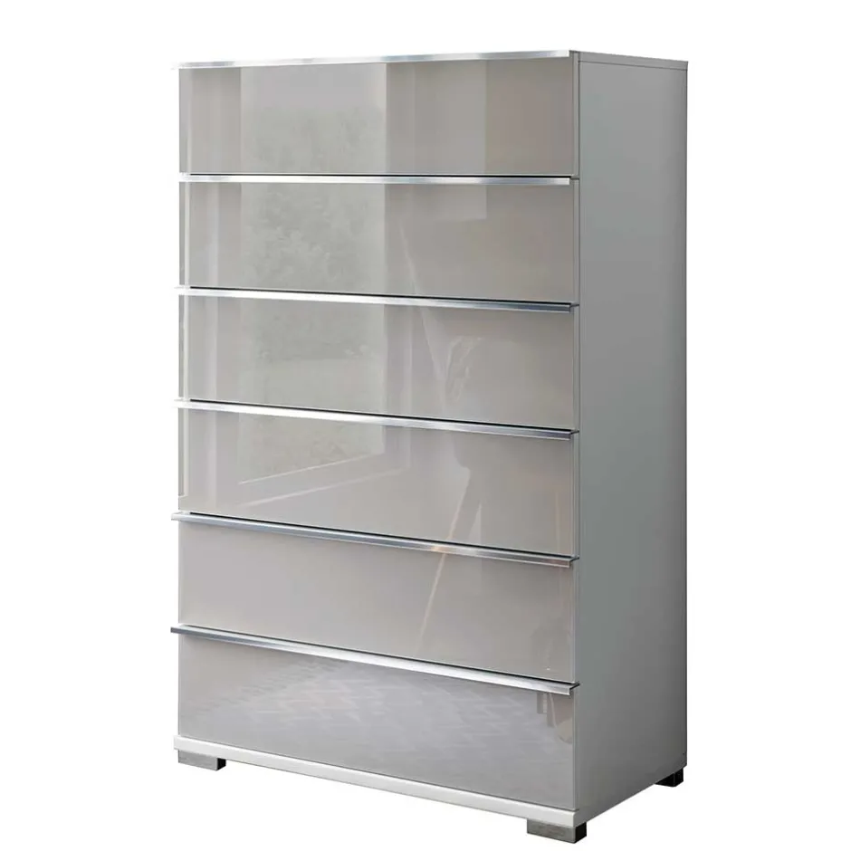 Wohnen 75x120x42 Hochkommode mit Glas Front - Nucina