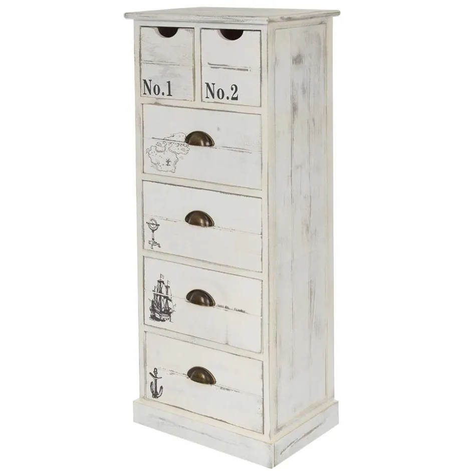 Wohnen 40x104x30 Hochkommode mit maritimen Motiven - Maggiore