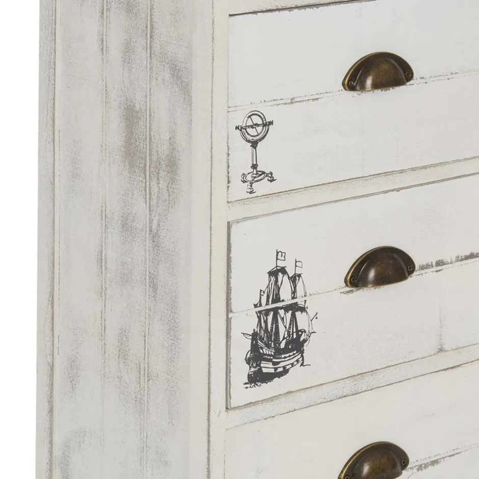 Wohnen 40x104x30 Hochkommode mit maritimen Motiven - Maggiore