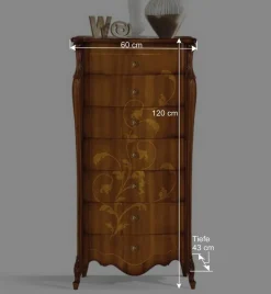 Wohnen 60x120x43 Hochkommode mit sieben Schubladen - Carlenna