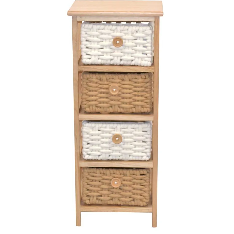 Wohnen 30x73x25 Hochkommode mit vier Körben - Rennia