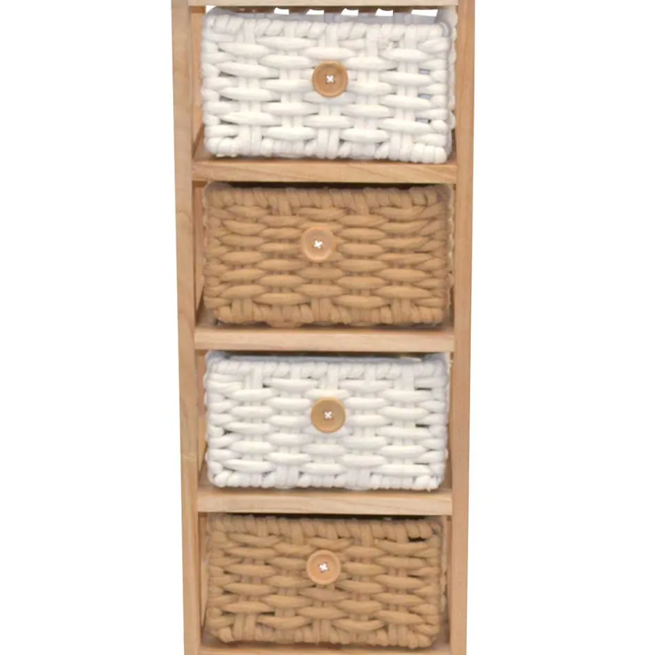 Wohnen 30x73x25 Hochkommode mit vier Körben - Rennia