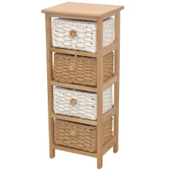 Wohnen 30x73x25 Hochkommode mit vier Körben - Rennia