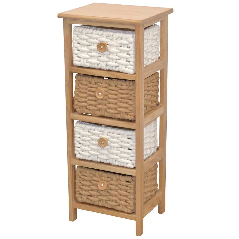 Wohnen 30x73x25 Hochkommode mit vier Körben - Rennia