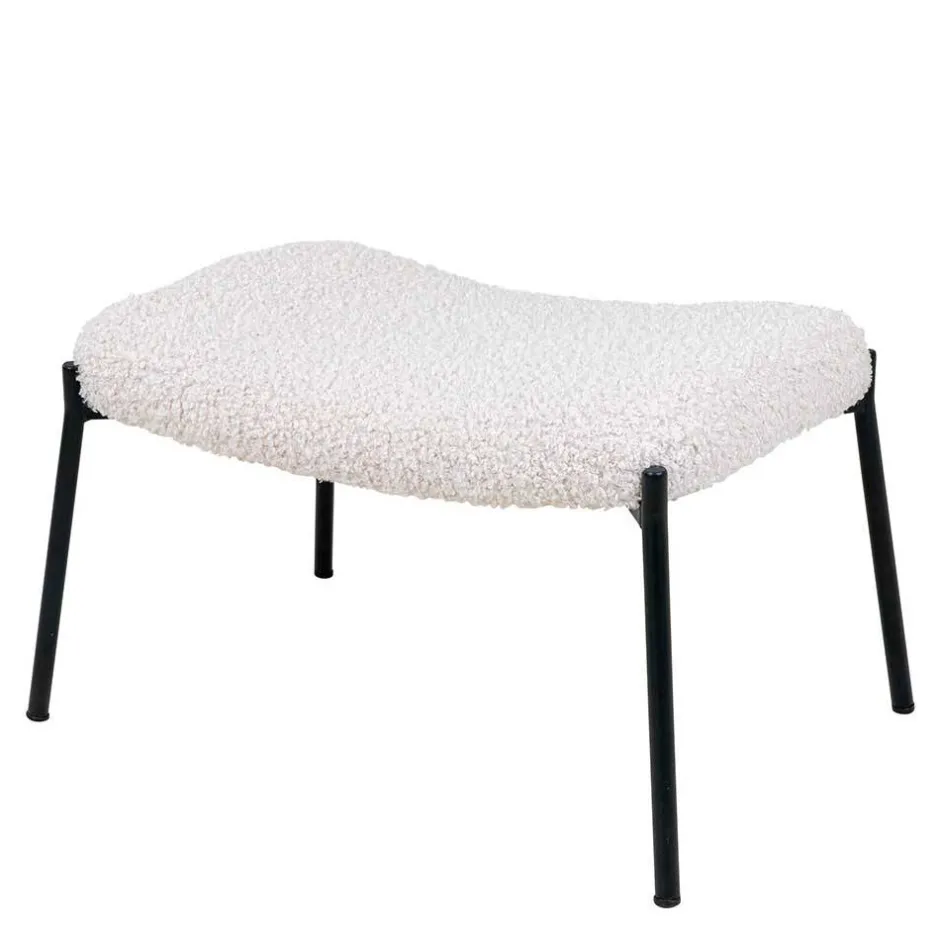 Wohnen 61x41x36 Hocker mit Plüsch Sitz in Weiß - Elefonas