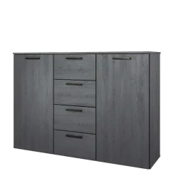 132x93x38 Hohe Kombi-Kommode in Eiche Grau - Carika^Wohnen Outlet