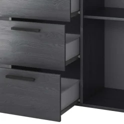 132x93x38 Hohe Kombi-Kommode in Eiche Grau - Carika^Wohnen Outlet