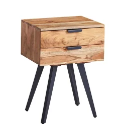 47x65x35 Hohe Nachtkommode aus Akazie Natur - Ishi^Wohnen Outlet