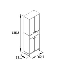 Wohnen 60x186x33 Hoher Schuhschrank mit 4 Türen & Fach - Anderian