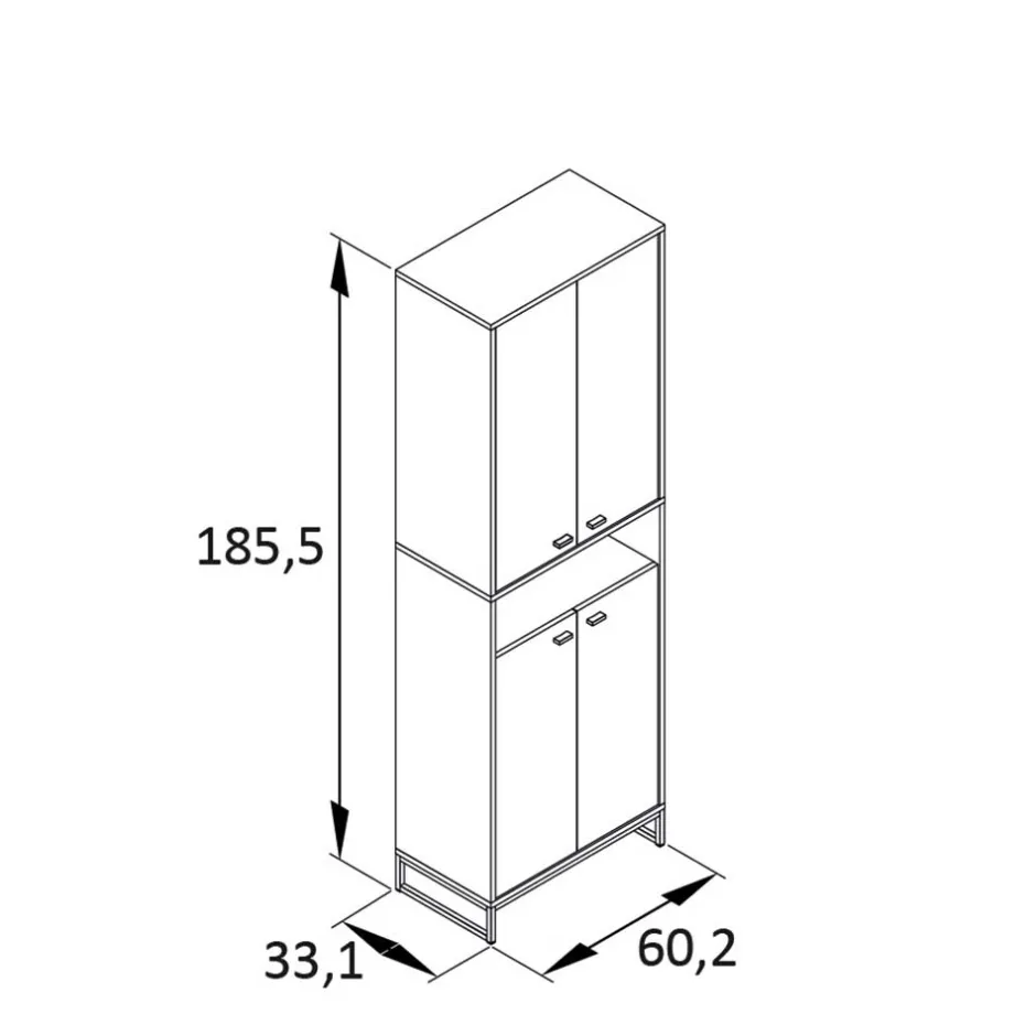 Wohnen 60x186x33 Hoher Schuhschrank mit 4 Türen & Fach - Anderian