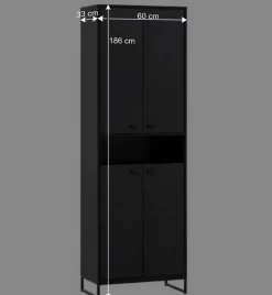 Wohnen 60x186x33 Hoher Schuhschrank mit 4 Türen & Fach - Anderian