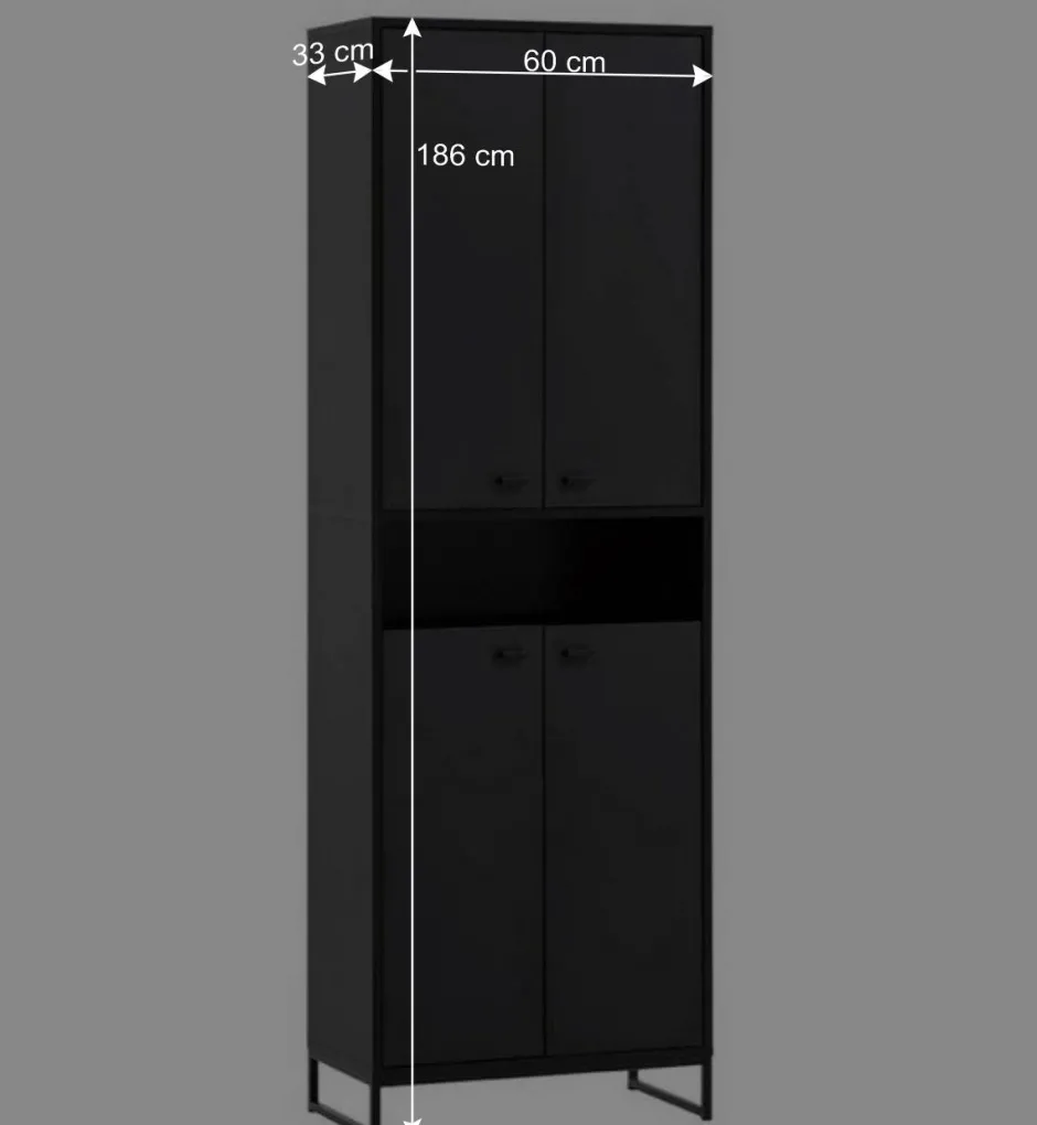 Wohnen 60x186x33 Hoher Schuhschrank mit 4 Türen & Fach - Anderian